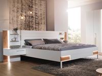 Bed en nachtkastjes VALOU 200x200 cm mat wit/oak atlantic met led - thumbnail