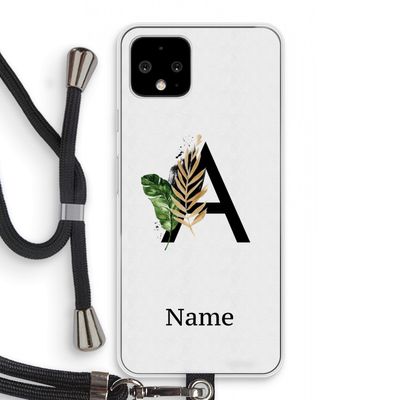 Charcoal Flora: Pixel 4 Transparant Hoesje met koord