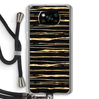 Gouden strepen: Xiaomi Poco X3 NFC Transparant Hoesje met koord