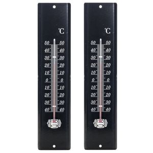 Lifetime Garden - 2x stuks - thermometer - zwart - voor binnen en buiten