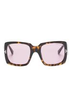 TOM FORD Eyewear lunettes de soleil carrées à effet écailles de tortue - Marron