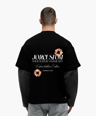 Jorcustom Flowers Double Layered Longsleeve T-Shirt Heren Zwart/Grijs - Maat XL - Kleur: DonkergrijsZwart | Soccerfanshop