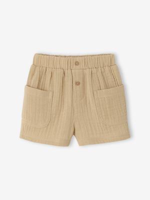 Baby short van katoengaas zandbeige