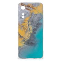 OPPO A78 5G | A58 5G TPU Siliconen Hoesje Marble Blue Gold - thumbnail