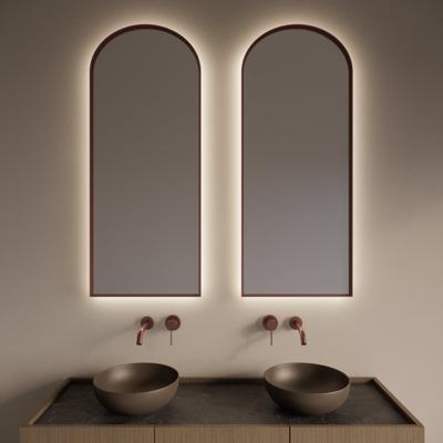 Badkamerspiegel Gliss Design Delta | 50x120 cm | Indirecte LED verlichting | Bewegingssensor | Met spiegelverwarming | Koper rose