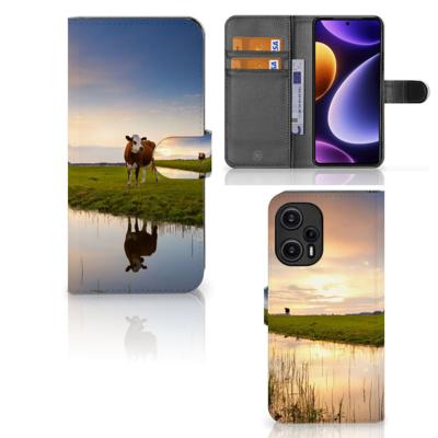 Xiaomi Poco F5 | Telefoonhoesje | Met pasjeshouder | Koe Xiaomi Poco F5 | Telefoonhoesje | Met pasjeshouder | Koe