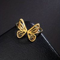 Goudkleurige Verstelbare Ring - Dubbele Vlinder Vleugels - Sieraden - Spiritueelboek.nl - thumbnail