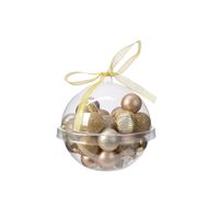 30x stuks kleine kunststof kerstballen bruin/goud/champagne 3 cm - thumbnail