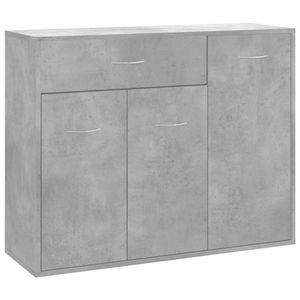 The Living Store Dressoir - Betongrijs - 88 x 30 x 70 cm - 1 lade - 3 deuren