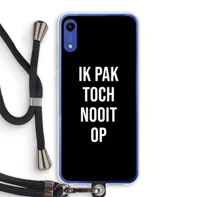 Ik pak nooit op - Zwart: Honor Play 8A Transparant Hoesje met koord