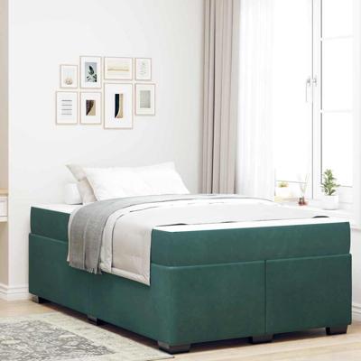 Bedframe met matras met matras Donkergroen 120 x 190 cm Fluweel