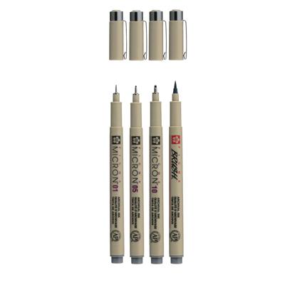 Sakura pigma micron fineliner set, 4 maten, koelgrijs