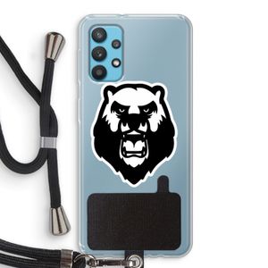 Angry Bear (white): Samsung Galaxy A32 4G Transparant Hoesje met koord