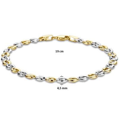 Armband Fantasie geel-en witgoud 4,5 mm 19 cm