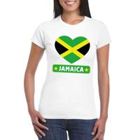 Jamaica t-shirt - met hartjes vlag print - wit - dames - korte mouwen - landen supporters