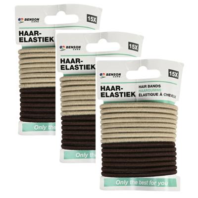 Benson Care Haar elastiekjes - set 45x - bruin/beige - zonder metaal - D5 cm