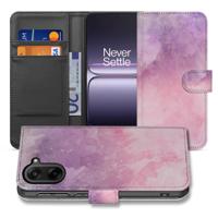 Bookcase Hoesje Voor OnePlus Nord CE 5 | Roze Paars Waterverf