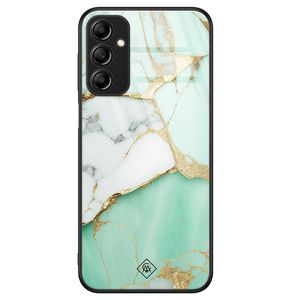Samsung Galaxy A14 glazen hardcase - Marmer mint goud