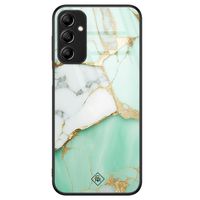 Samsung Galaxy A14 glazen hardcase - Marmer mint goud