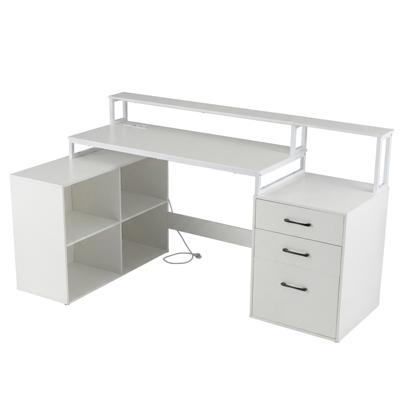 L-vormig Bureau met Stopcontacten Hoekcomputerbureau met Opbergvak Gamingtafel met Printer- en Monitorstandaard