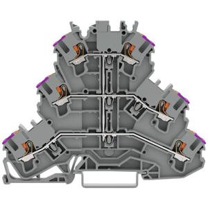 WAGO 2202-3208 Doorgangsklem 3-etages Cage Clamp-aansluiting Grijs 50 stuk(s)