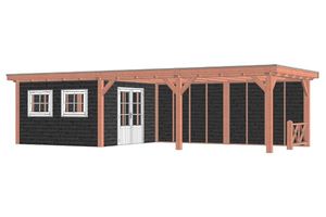 Trendhout Buitenverblijf Siena 1000x415 cm - Combinatie 1- Plat dak- Onbehandeld lariks Douglas hout- Trendhout