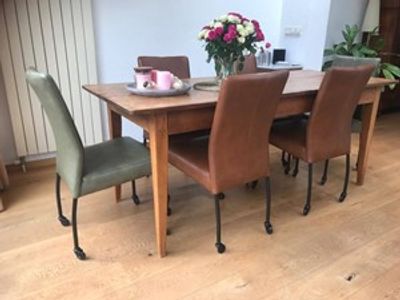 Set van 6 leren eetkamerstoelen - met wieltjes - diverse kleuren - Echt leer, Modern, ontdek de vele Leersoorten en Kleuren bij ShopX