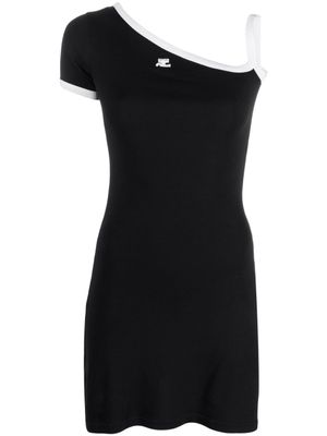 Courrèges robe asymétrique à logo brodé - Noir