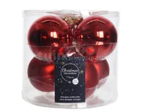 Kerstballen Glas Ø8cm Kerst Rood 6st - thumbnail