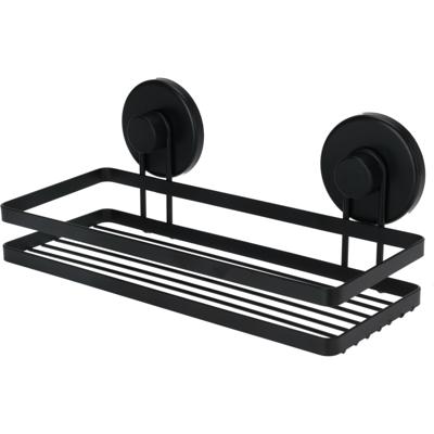 Badkamer doucherek organiser - zwart - metaal - zuignappen - 25 x 10 x 9 cm
