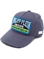 Philipp Plein casquette en coton à patch logo - Bleu - thumbnail