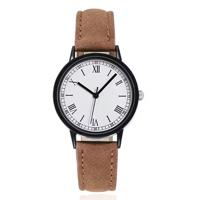 LGT Quartz horloge zwart met witte wijzerplaat en bruine band LGT Quartz horloge zwart met witte wijzerplaat en bruine band