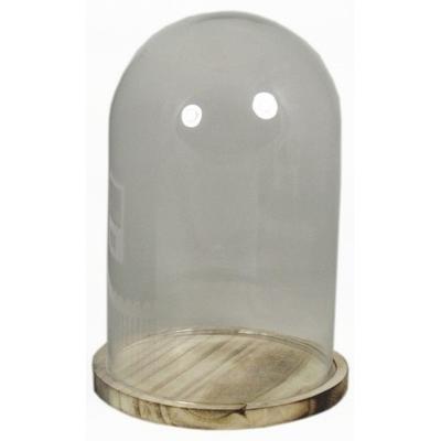 Sier Stolp op houten plateau - glas - 25 cm - deco stolpen