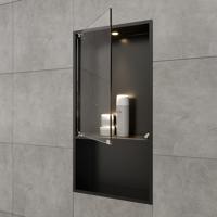 Inbouwnis BWS Alfie 30x60 cm Met Deur en LED Verlichting Mat Zwart