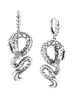 John Hardy boucles d'oreilles pendantes Legends Naga ornées de saphirs - Argent