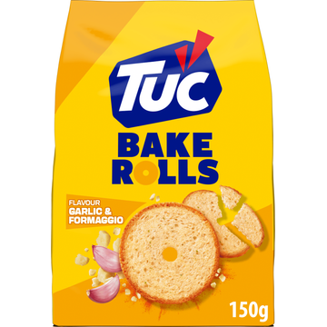 TUC Bake Rolls Crackers Garlic & Formaggio 150 g bij Jumbo