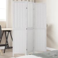 Kamerscherm met 3 panelen massief paulowniahout wit