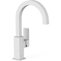 Wastafelkraan Tres Cuadro | Opbouw | Draaibare uitloop | Mengkraan | Hoog model | 1-hendel | Vierkant | Wit mat