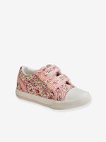 Sneakers met klittenband kleutercollectie roze met bloemen - thumbnail