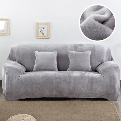 Pluche stof sofa cover dikke zachte bank elastische sofa covers niet omvatten kussensloop specificatie: 1 seat 90-140cm (grijs)