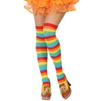 Gestreepte kousen clown verkleed accessoire voor dames   - - thumbnail