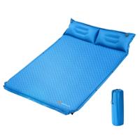 Campingmat met Kussen 2 Persoons Zelfopblazende Campingmat Camping Slaapmat 187x131x4cm Blauw
