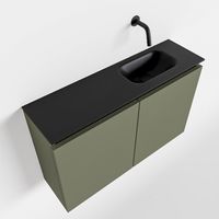 Toiletmeubel Mondiaz Ture | 80 cm | Meubelkleur Army | Eden wastafel Urban Rechts | Zonder kraangat