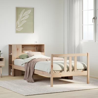 Bed met boekenkast zonder matras massief grenenhout 75x190 cm