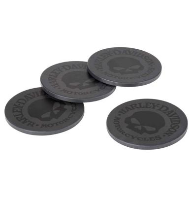 Harley-Davidson Willie G Skull Stenen Onderzetters, 4 Pack - Mat-Zwart HDL-18590