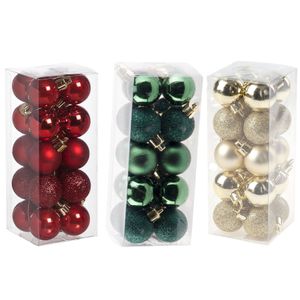 Kleine kunststof kerstversiering 60x stuks set en 3 cm kerstballen in het rood-goud-groen