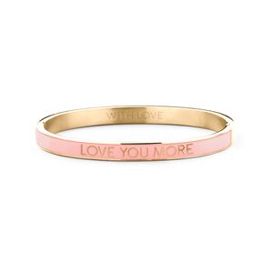 Key Moments 8KM BC0010 Stalen Bangle met Tekst Love You More One-size Goudkleurig / Roze