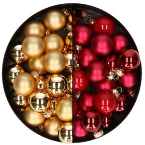 Mini kerstballen - 48x st - rood en goud - 2,5 cm - glas