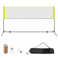 Badmintonnet met Standaard Badmintonnet in Hoogte Verstelbaar met 2 Shuttles Draagbare Netstandaard-Geel