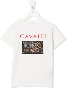 Roberto Cavalli Junior t-shirt à patch Animalier - Blanc